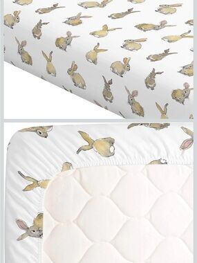 Carousel designs Watercolor Bunny Standard Fitted Crib Sheet
